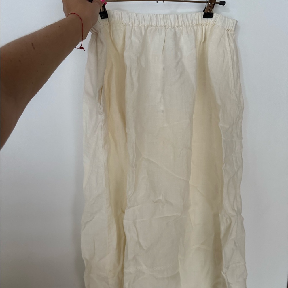 Zara white beige 100% linen midi skirt - Picture 2 of 5